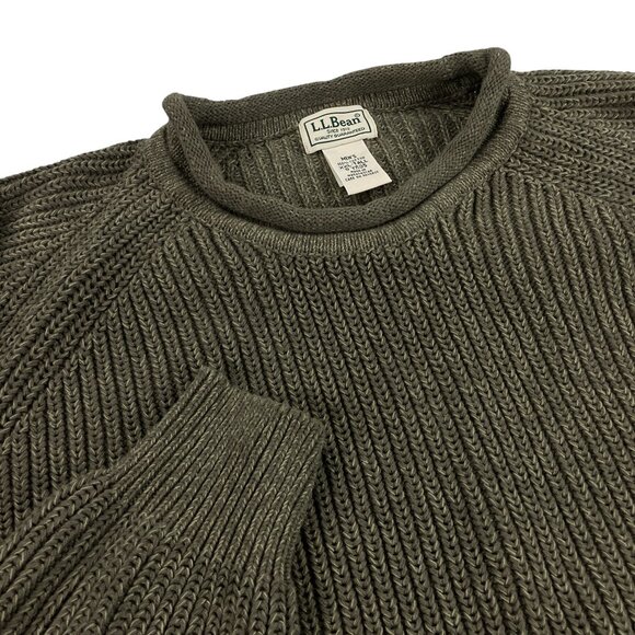 LL Bean Roll Neck Sweater Mens Size XXLT Tall 100% Cotton Heather Green - Picture 1 of 7